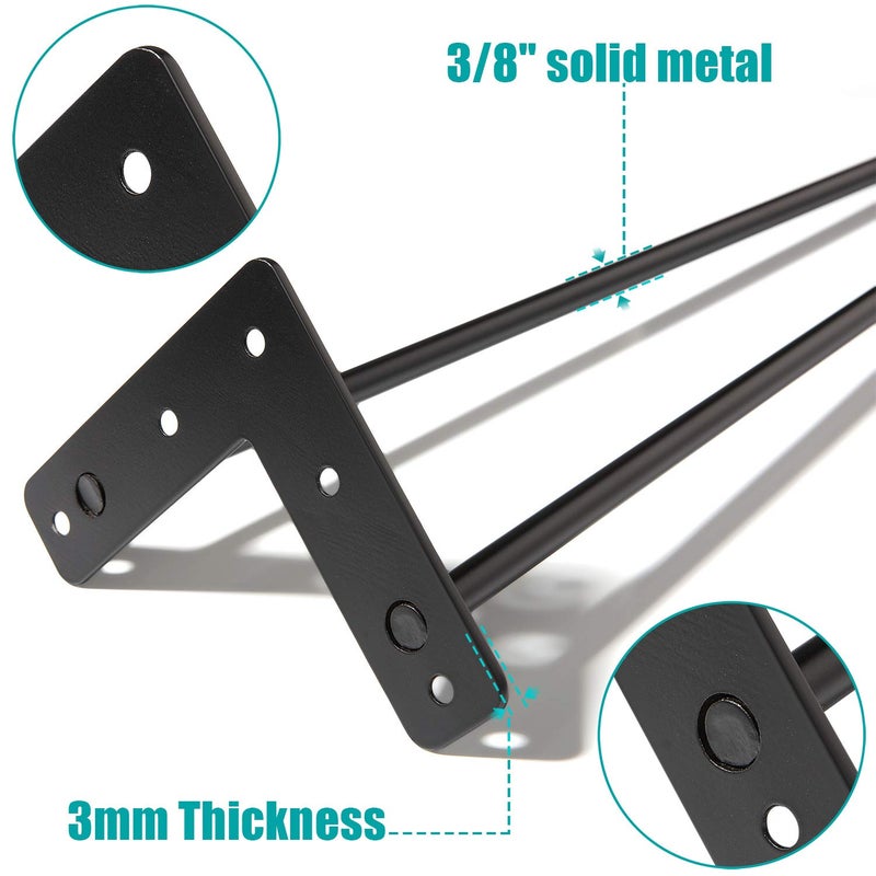 MSOBAIW 20 Inch Hairpin Legs, Tow Rod Iron Wire Metal Table Legs for Coffee and End Table, Bench, Chair, Stool, 3/8" Diameter Satin Black Mid Century Modern Style DIY Furniture - Image 4